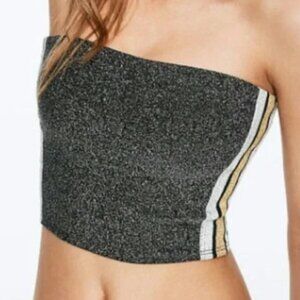 New Victoria's Secret Pink Tube Top Small Metallic Stripe Silver Gold Black